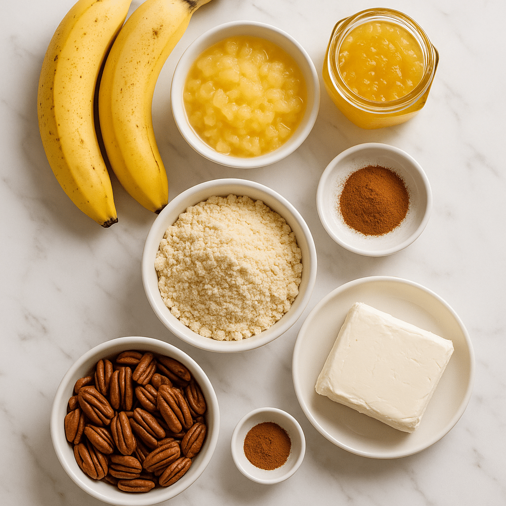 ingredients for hummingbird cake with pineapple jam
