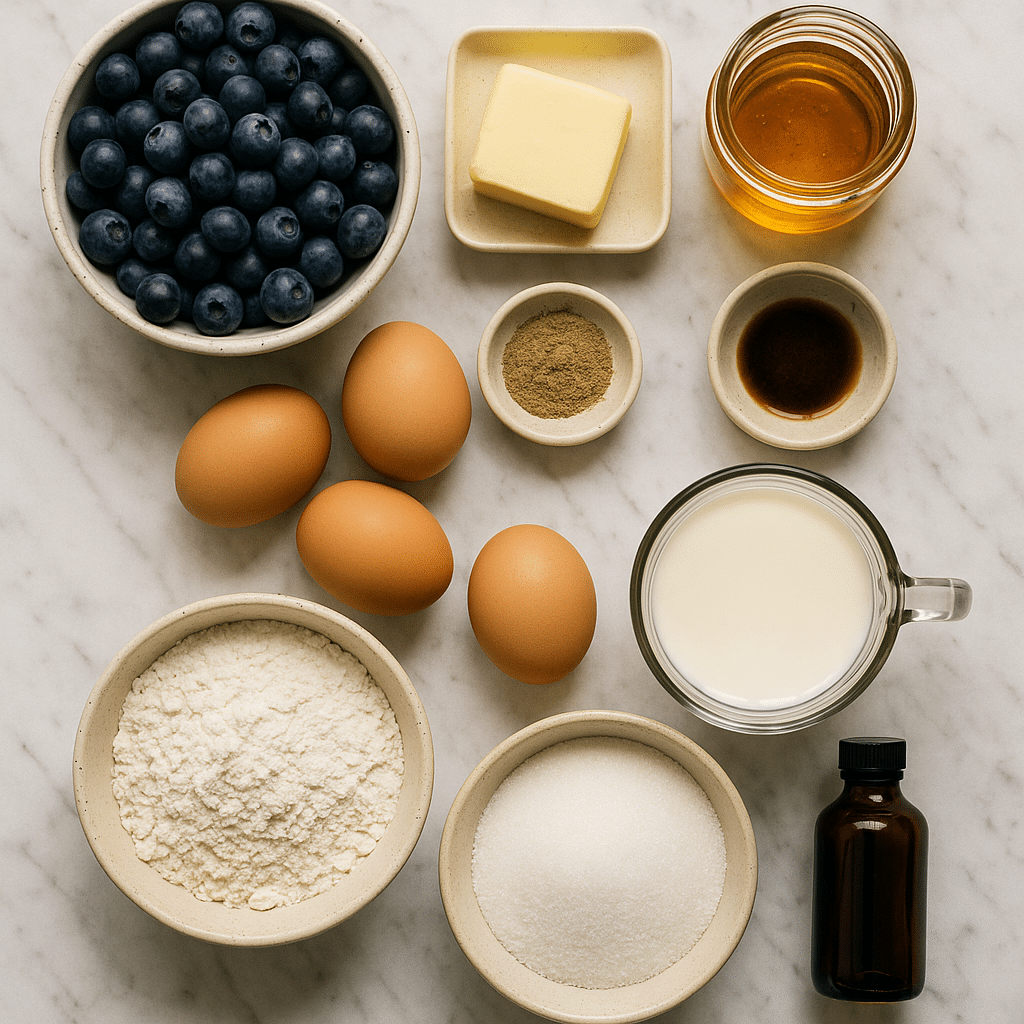 Ingredients for Blueberry Almond Clafoutis