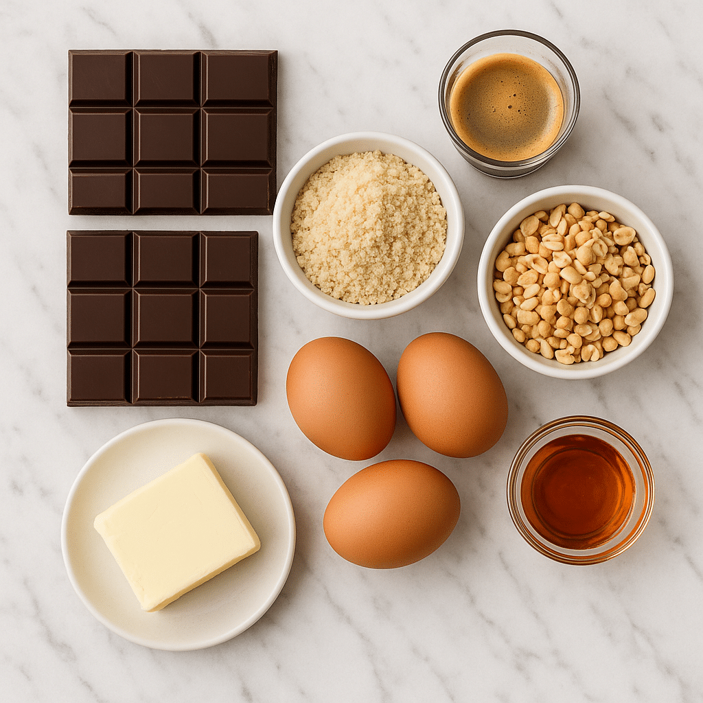Torta Barozzi ingredients flat lay