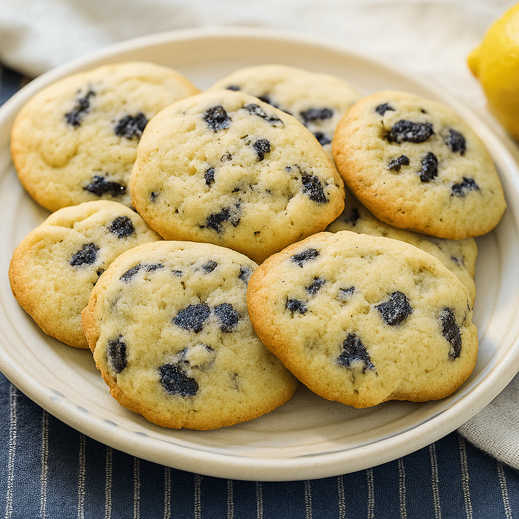Gluten-free lemon blueberry cookies on plate