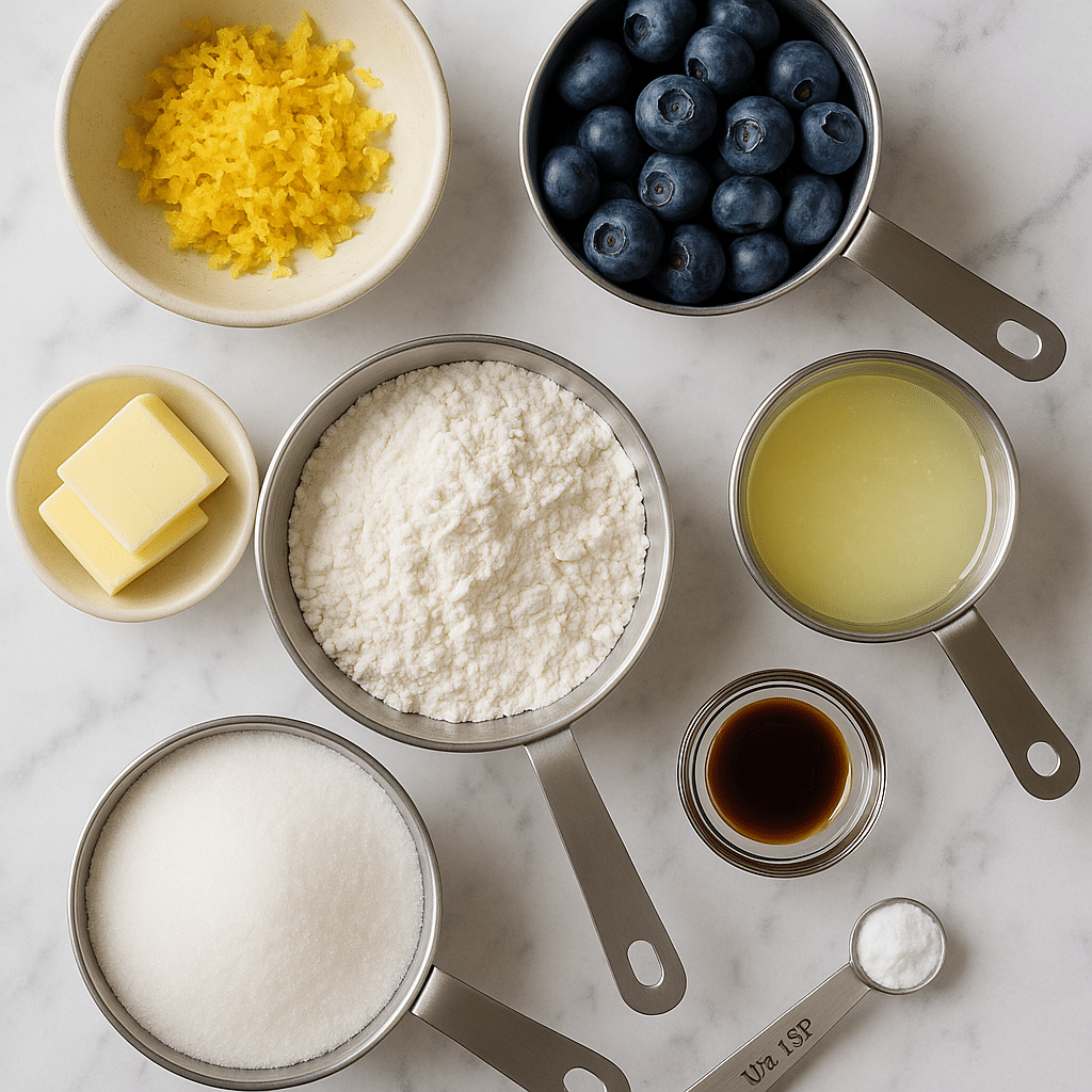 Gluten-free lemon blueberry cookie ingredients
