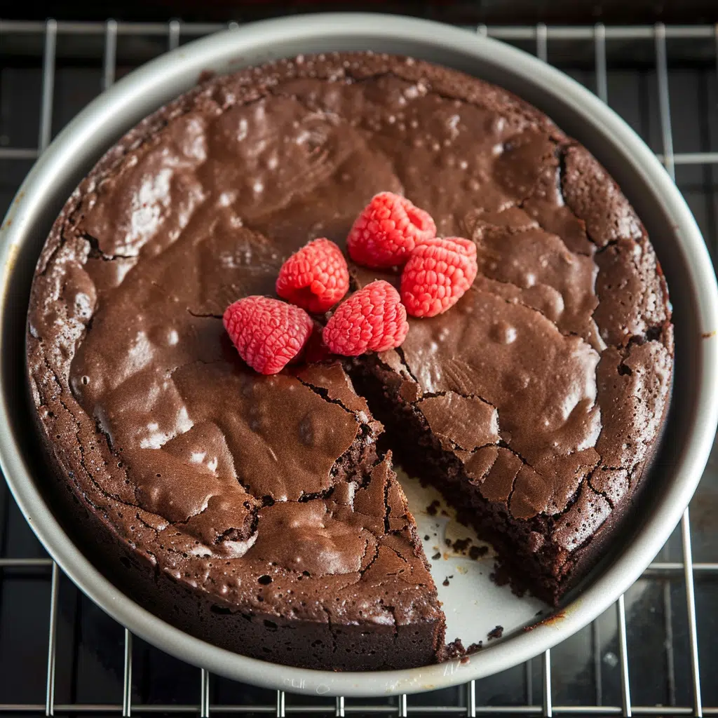 Baked Kourtney’s Flourless Chocolate Cake cooling