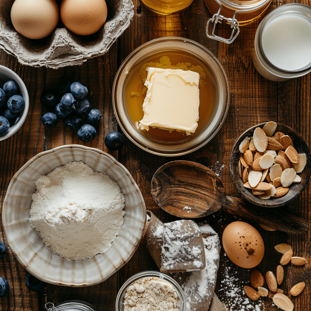 Ingredients for Blueberry Almond Clafoutis