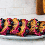 served blueberry swirl honey pound cake