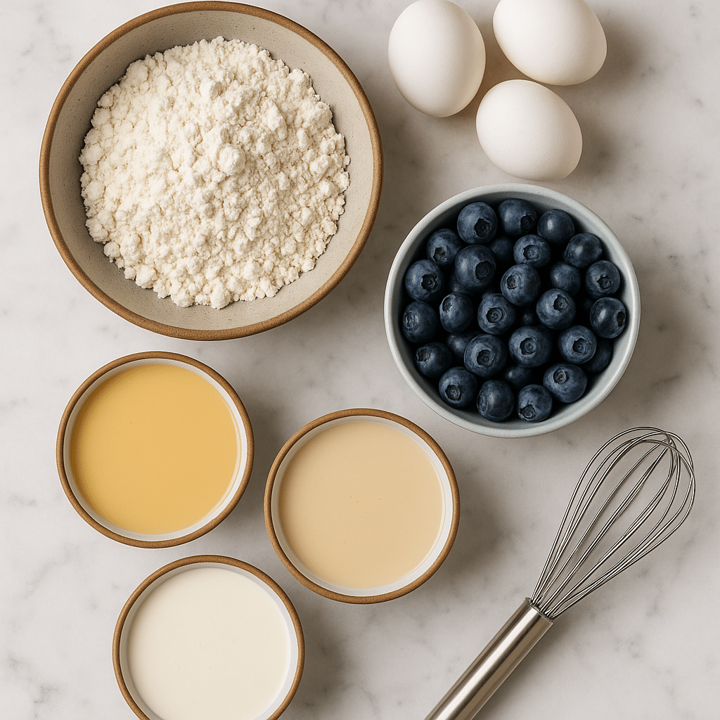 ingredients for blueberry tres leches cake