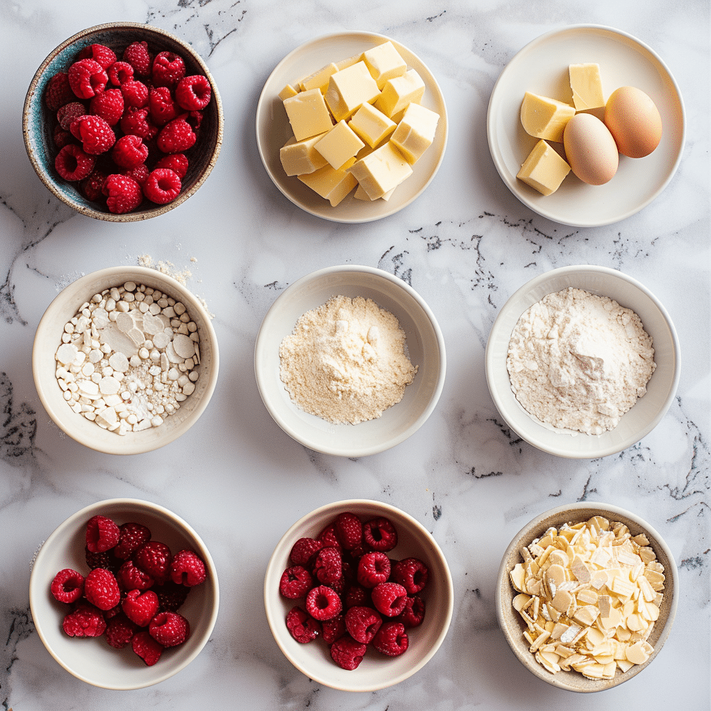 Ingredients for white chocolate raspberry cookies recipe
