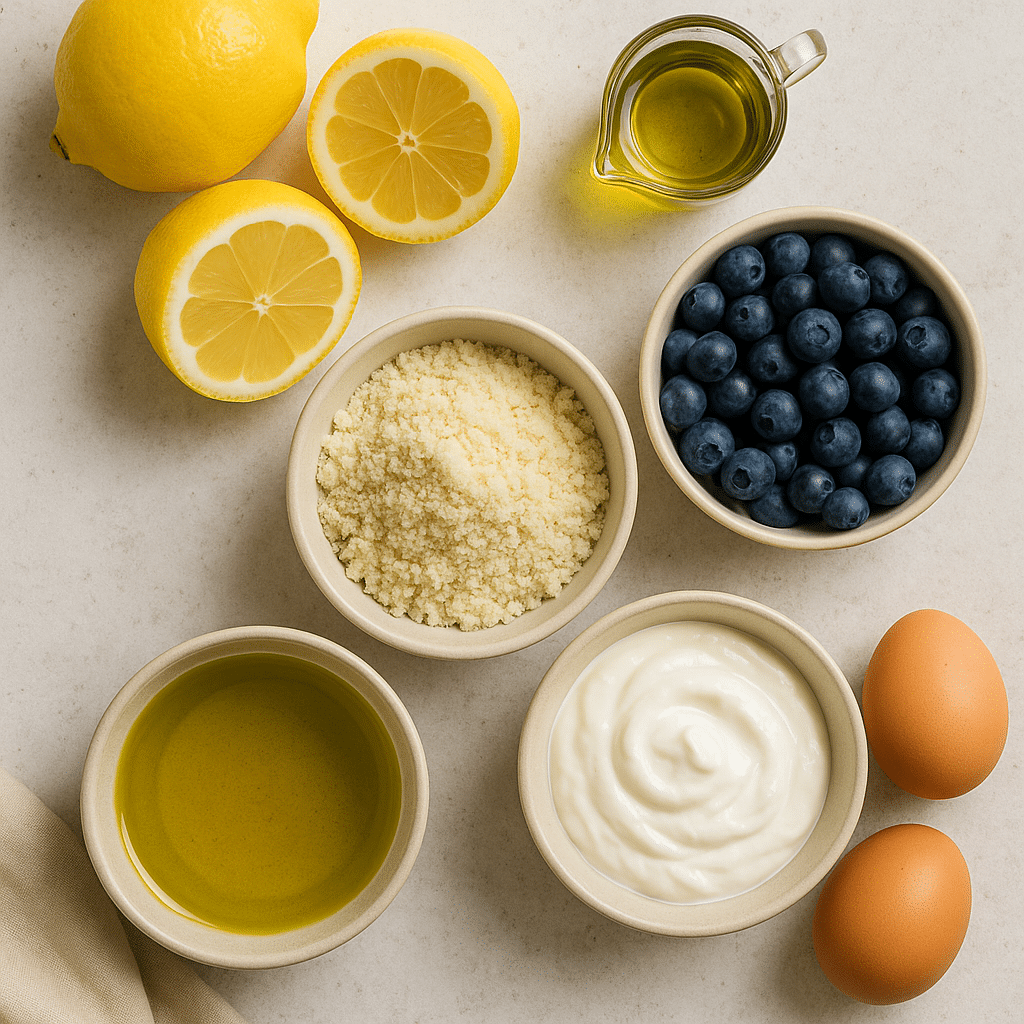 gluten free lemon blueberry olive oil cake ingredients
