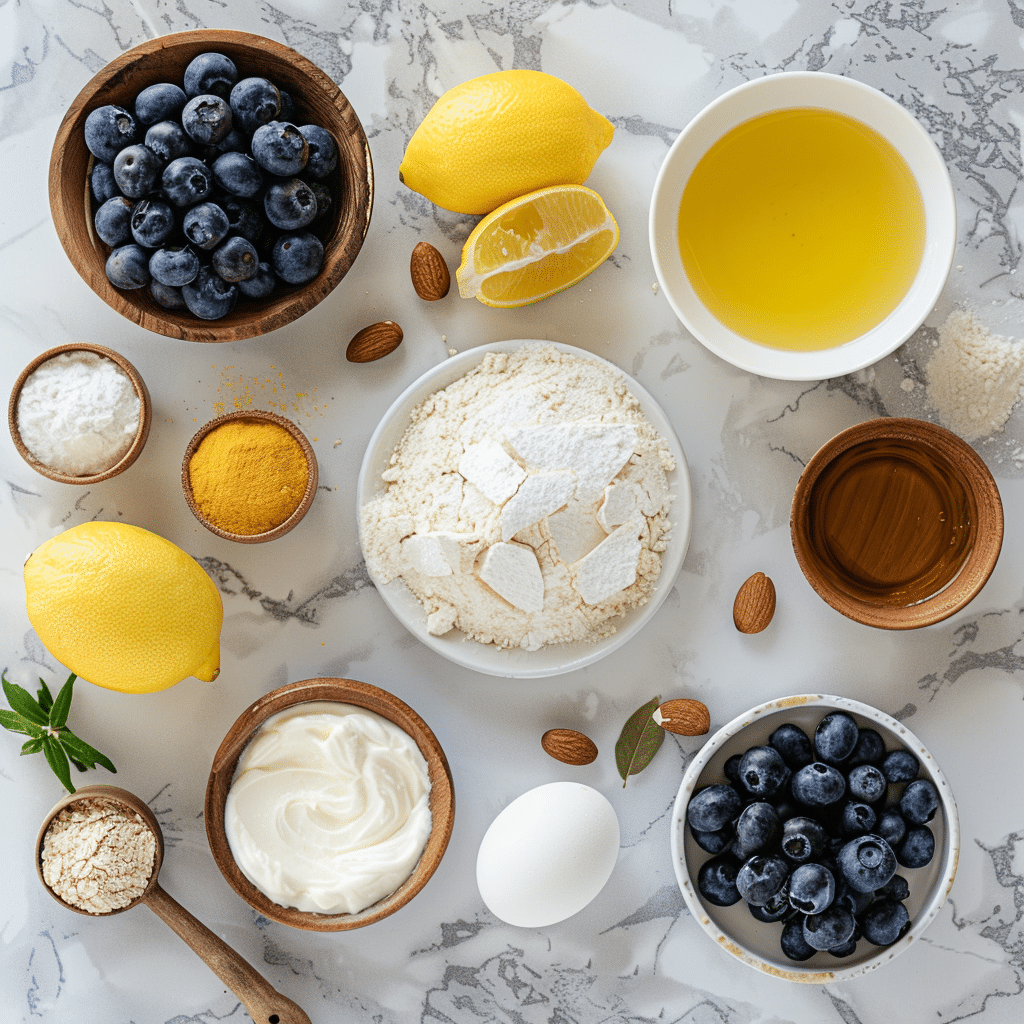 gluten free lemon blueberry olive oil cake ingredients