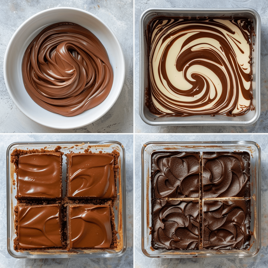 Step-by-step making of chocolate pistachio cheesecake bars