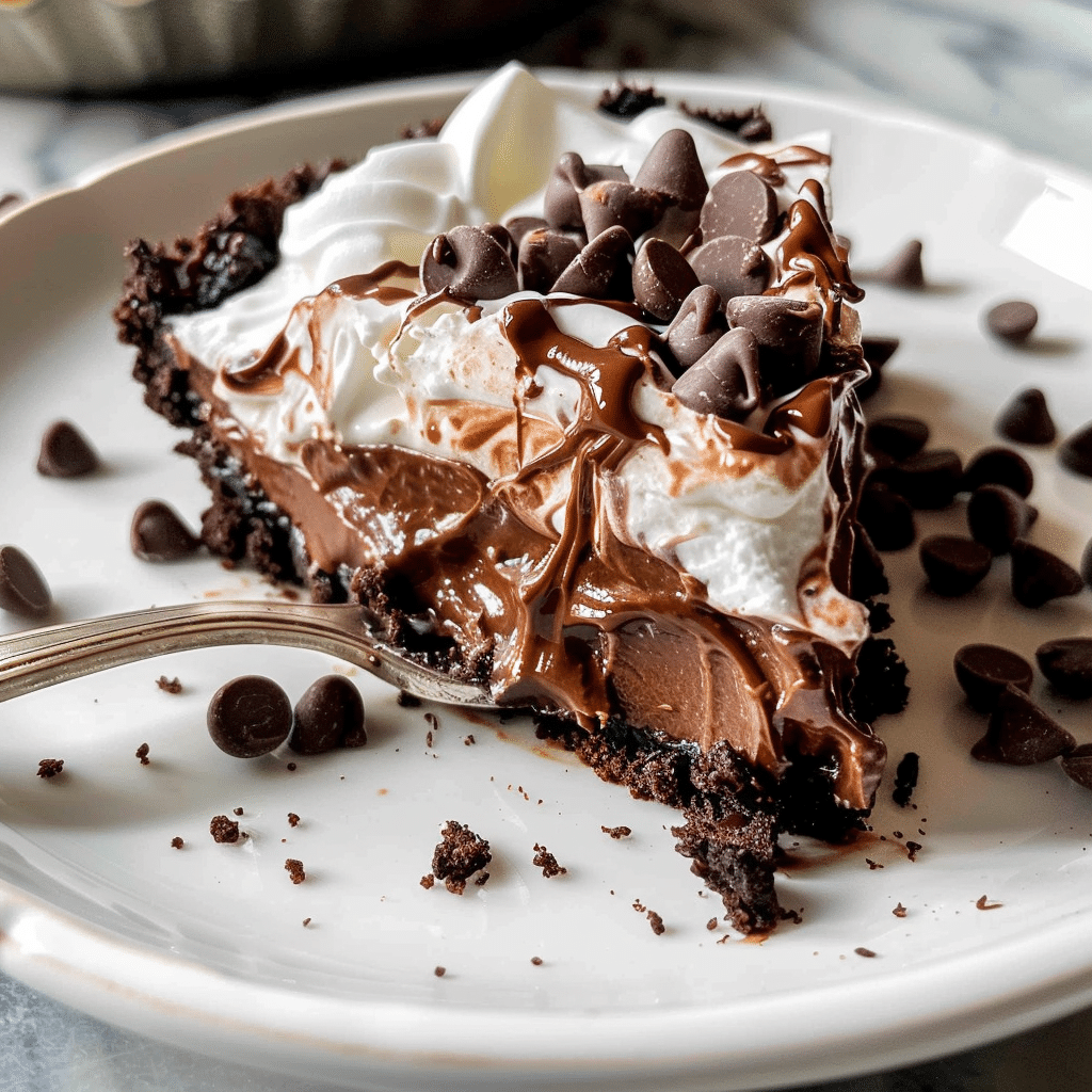 no bake chocolate pie with whipped cream