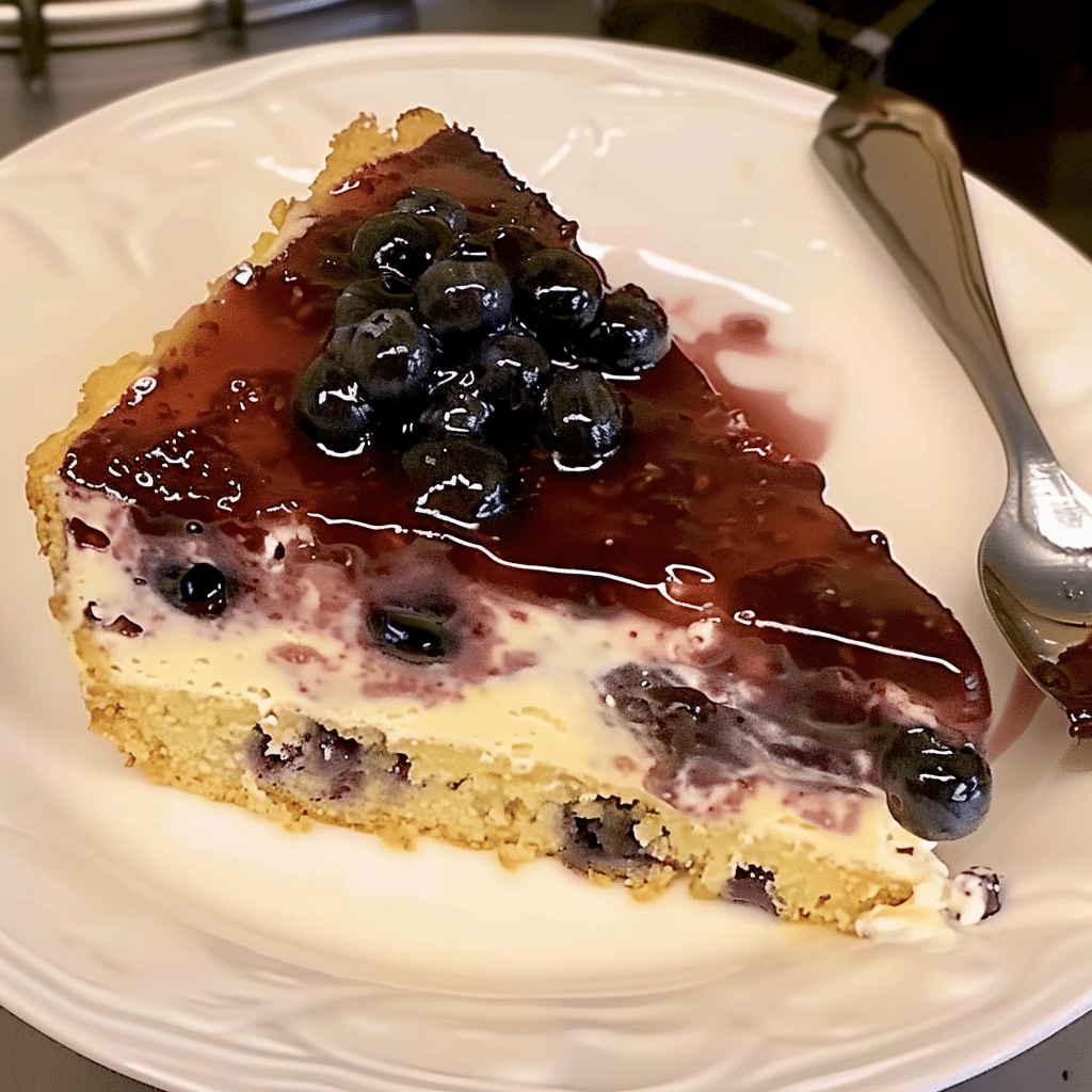 served blueberry tres leches cake slice