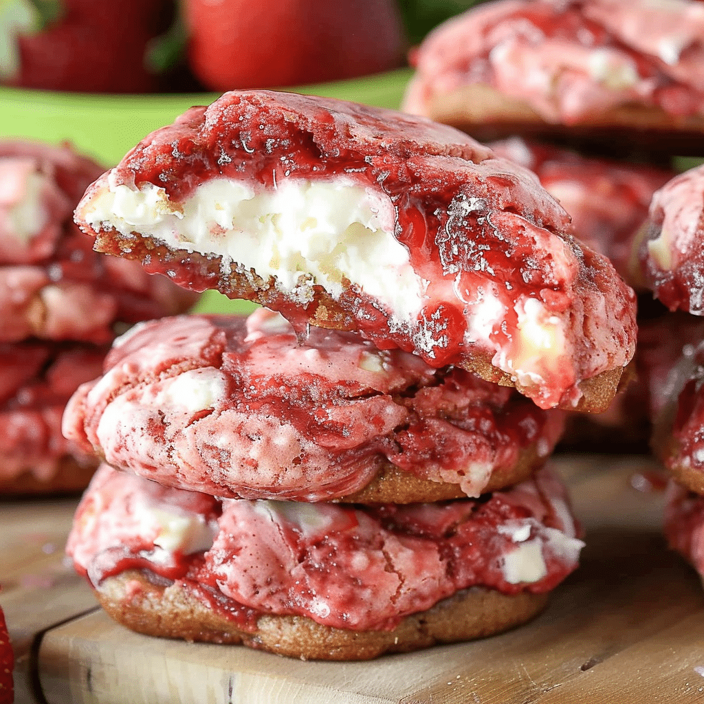 strawberry cheesecake cookies fresh from oven