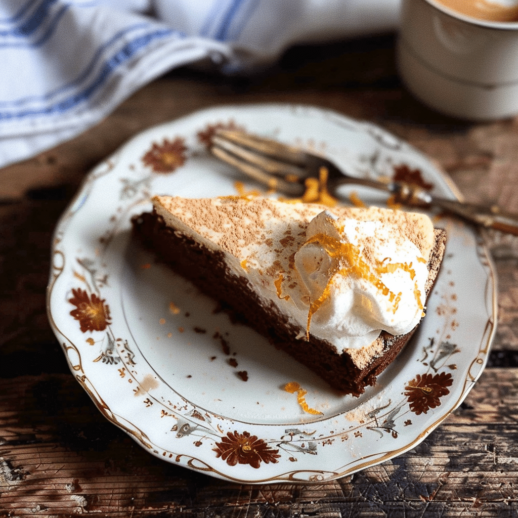 Torta Barozzi with espresso and whipped cream