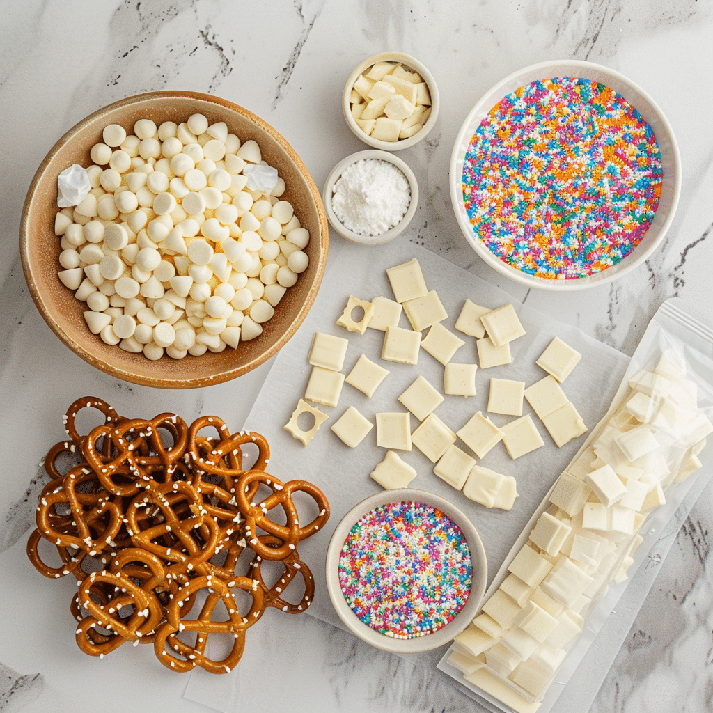 ingredients for white chocolate pretzels