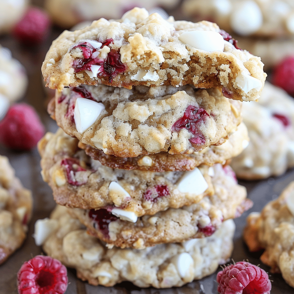 White chocolate raspberry cookies recipe cooling on tray