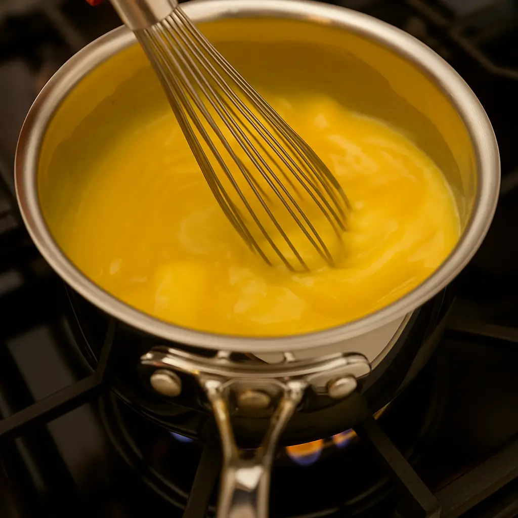 Whisking German chocolate filling