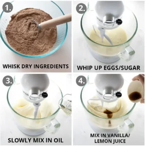 Step-by-step mixing process for cake batter
