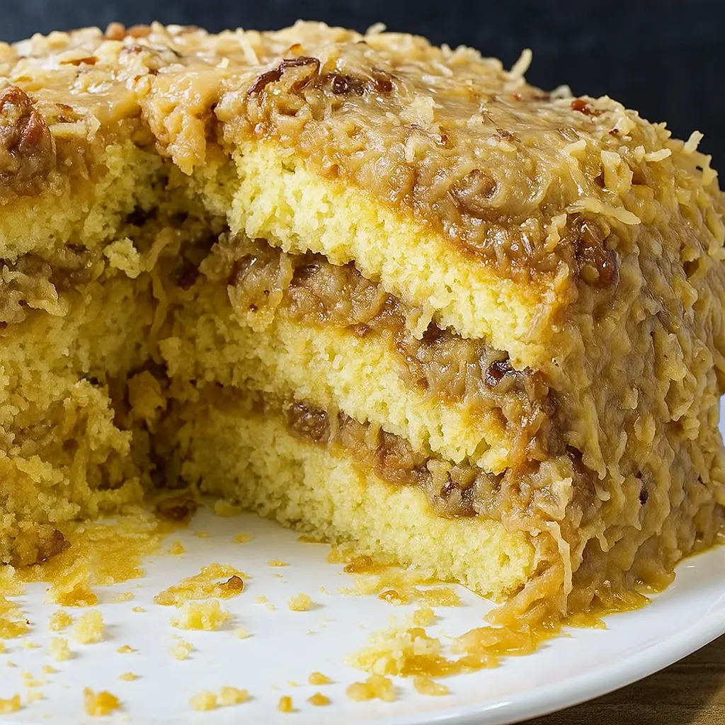 Whole white German chocolate cake